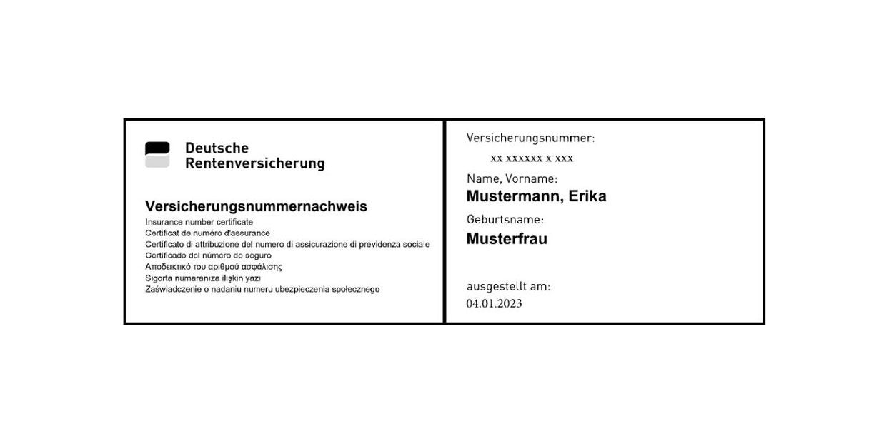 Rentenversicherungsnummernachweis Muster. Rentenversicherungsnummernachweis Muster.